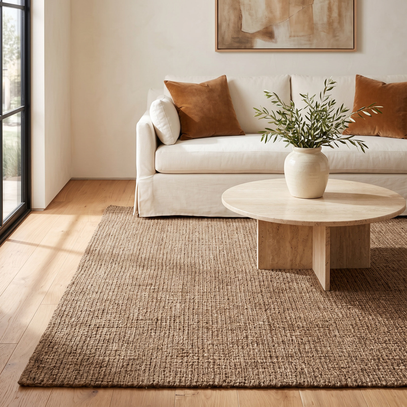 Alda Natural Gray Hand-Woven Jute Rug, Rectangle 9' x 12'