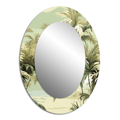 Coastal Palm Paradise Coastal Motif - Miroir mural ovale vert Coastal