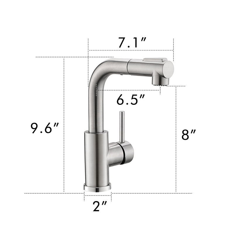Robinet de cuisine rétractable, Nickel brossé