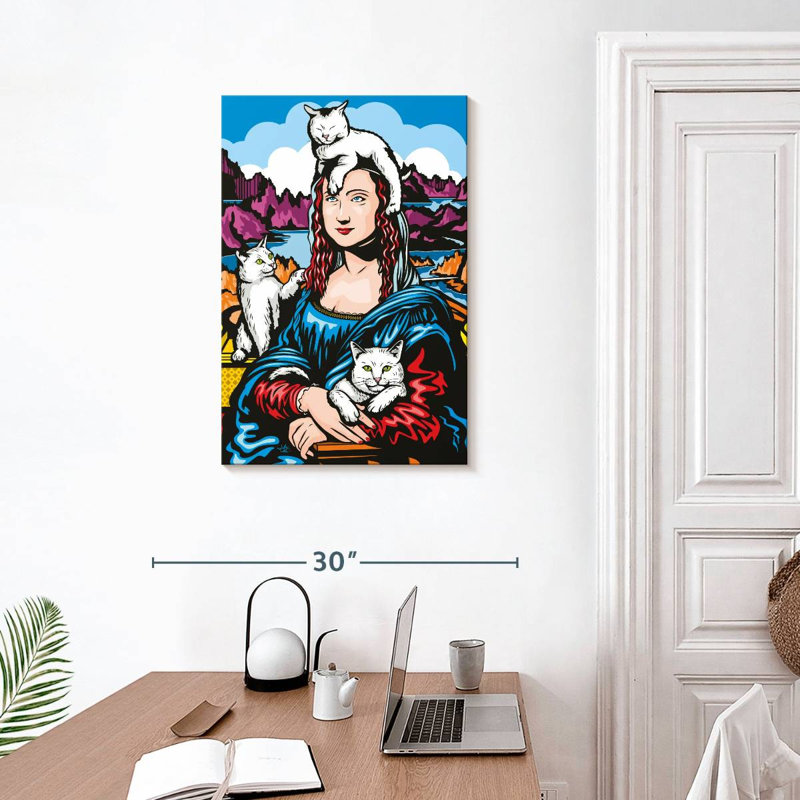 Ketti Mona Lisa avec chats, H 30 po x l 20 po