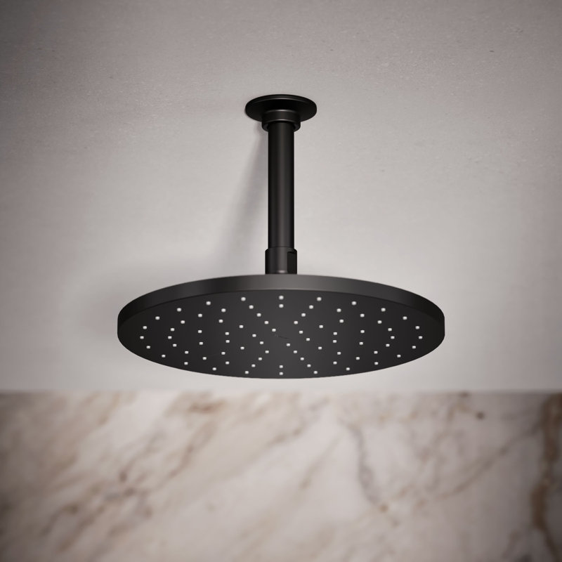 Contemporary Full Fixed Shower Head with Katalyst Air Induction Spray, Matte Black