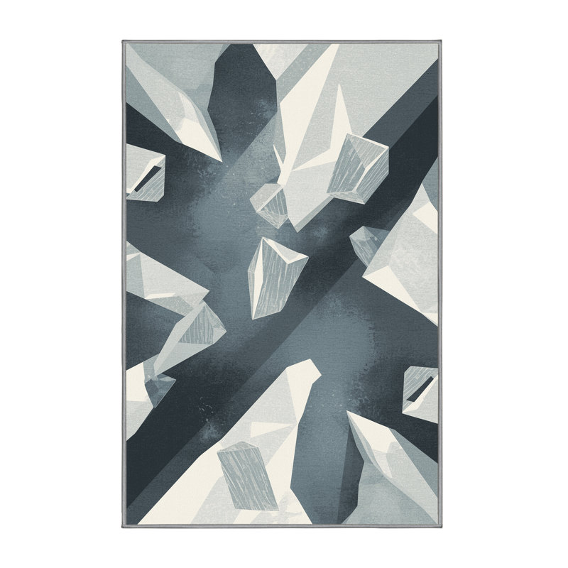 Tapis beige moelleux et moelleux à motif géométrique minimaliste Maspeth, 7 x 10