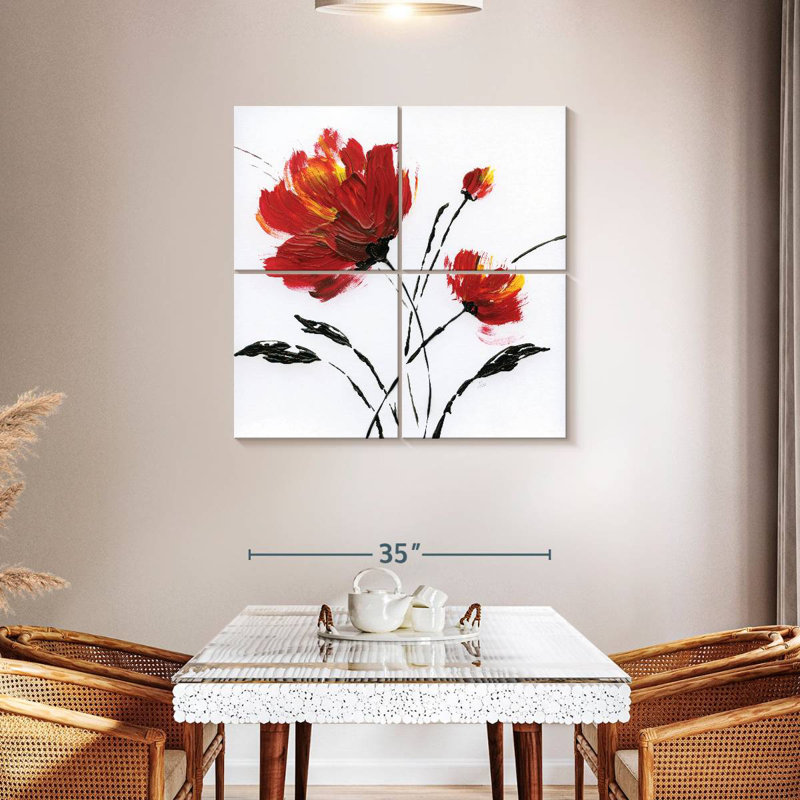 Harnek Red Poppy Splash II, 38" H x 38" W