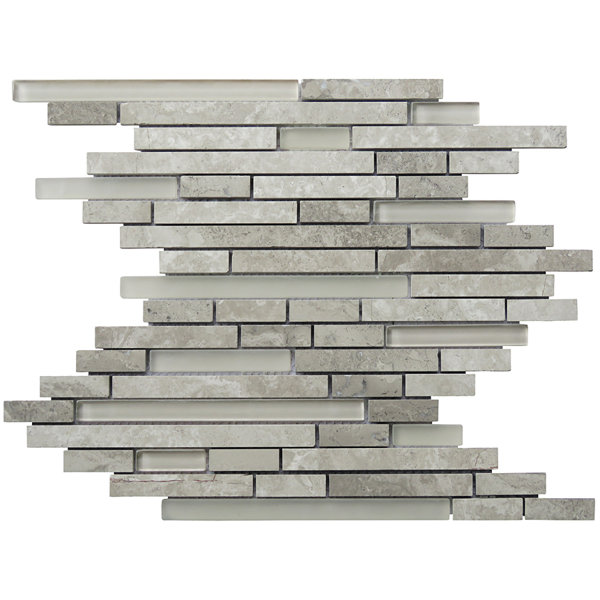 Gray Limestone Blend Random Sized Limestone Linear Mosaic Floor & Wall Tile