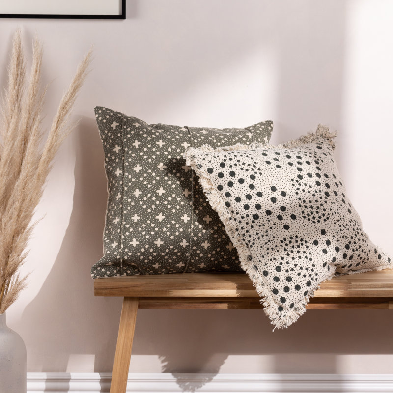 Helm Polka Dots Square Throw Cushion, Lichen