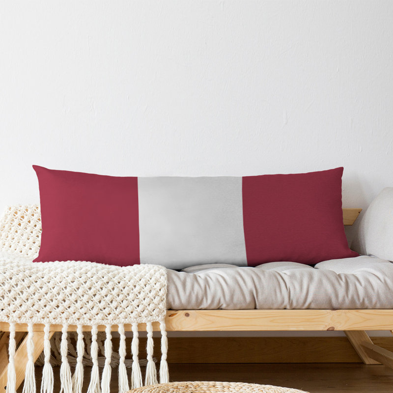 Oreiller de corps en polyester / polyester Arizona Football Stripes, Rouge / milieu blanc, Aaru 