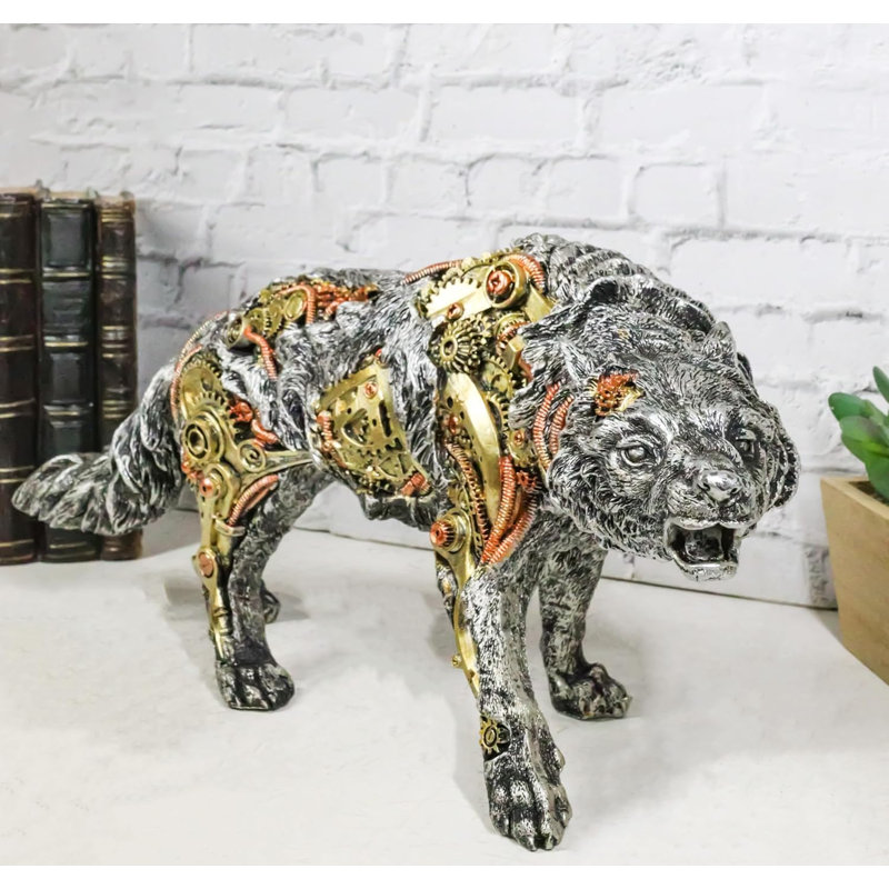 Figurine de loup robotique sci-fi rôdant Steampunk