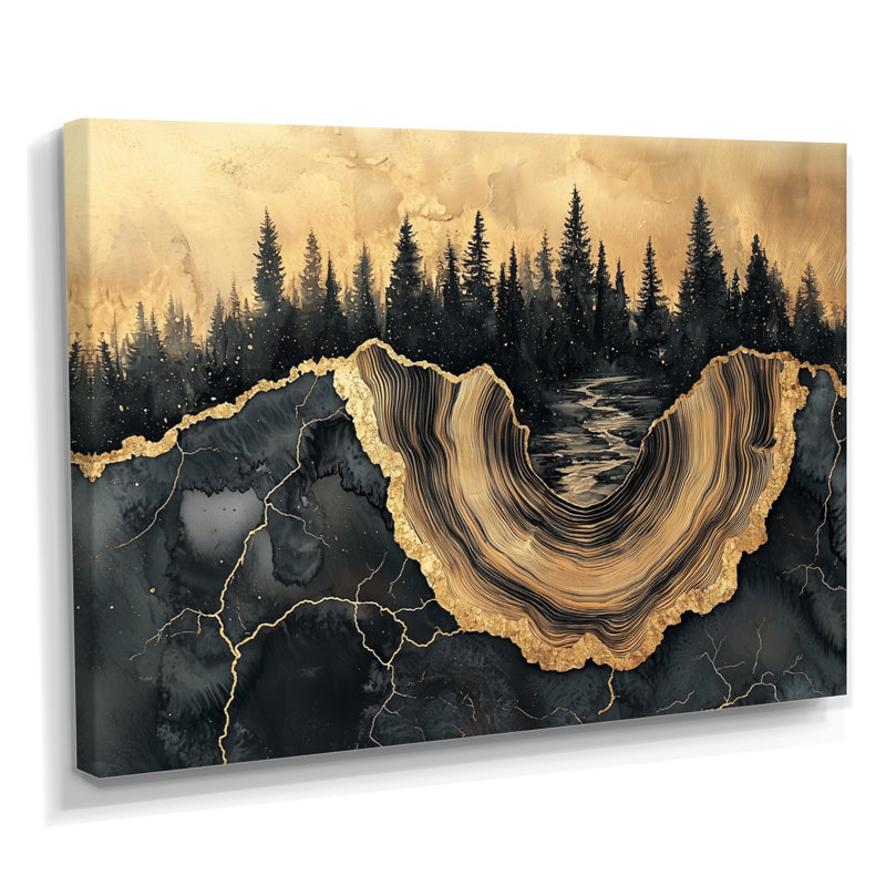 Forêt forêt de cristal onyx noir V - forêt, art mural, H 12 po x l 20 po, Toile tendue, Ne s’applique pas