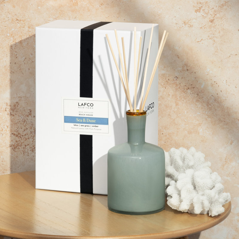 Reed Diffuser, Light Green, Rosemary Eucalyptus, 5.5" H x 3" W x 3" D