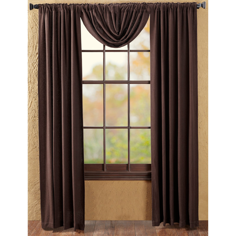 Yvaine 100% Cotton Semi Sheer Curtain Panel Pair, Brown