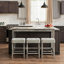 Ensemble de table de bar industriel avec centre de charge intégré - 59 pouces brun riche 4 pièces avec 3 tabourets rembourrés