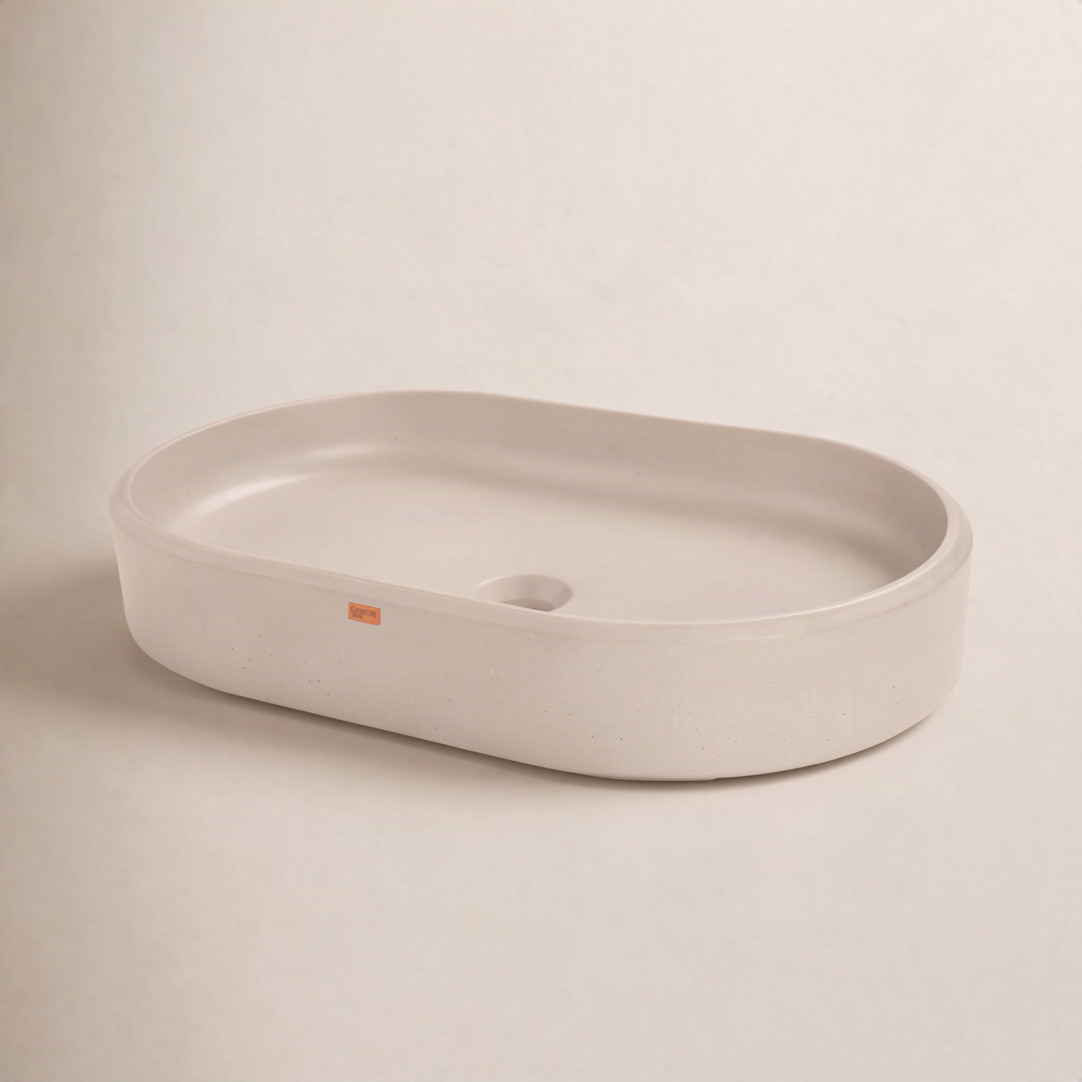 Ubud Oval Concrete Vessel Sink, Linen Beige
