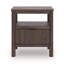 Table de chevet Pemy, 1 tiroir Reeded, tablette ouverte, ports USB, brun