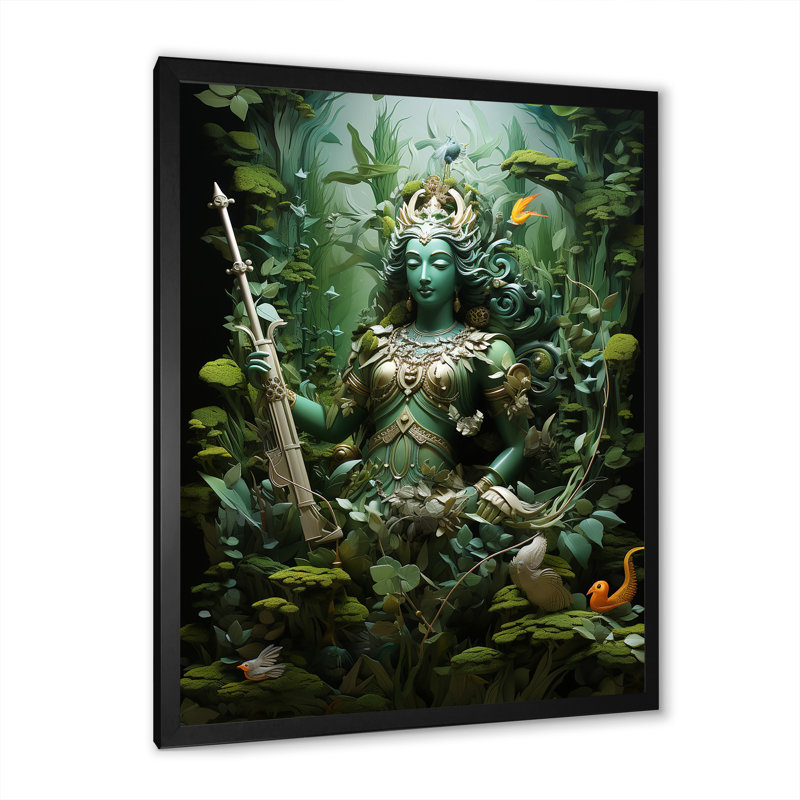Hindouisme Ramas forêt spirituelle II - imprimé, Cadre simple noir, H 32 po x l 16 po x P 1 po