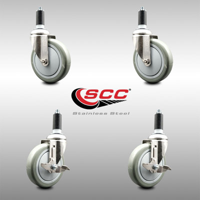 316SS Poly Swivel 1- Expanding Stem Caster Set 2 Brake SCC