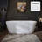 67" Acrylic Freestanding Bathtub, Modern Deep Soaking Tub w/ Overflow & Glossy White Pop-Up Drain, Fluted Oval Shape Stand Alone Soaker Tub for Bathroom Remodel Projects, Glossy White