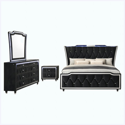 Ensemble de chambre avec très grand lit noir 4 pièces Eastern