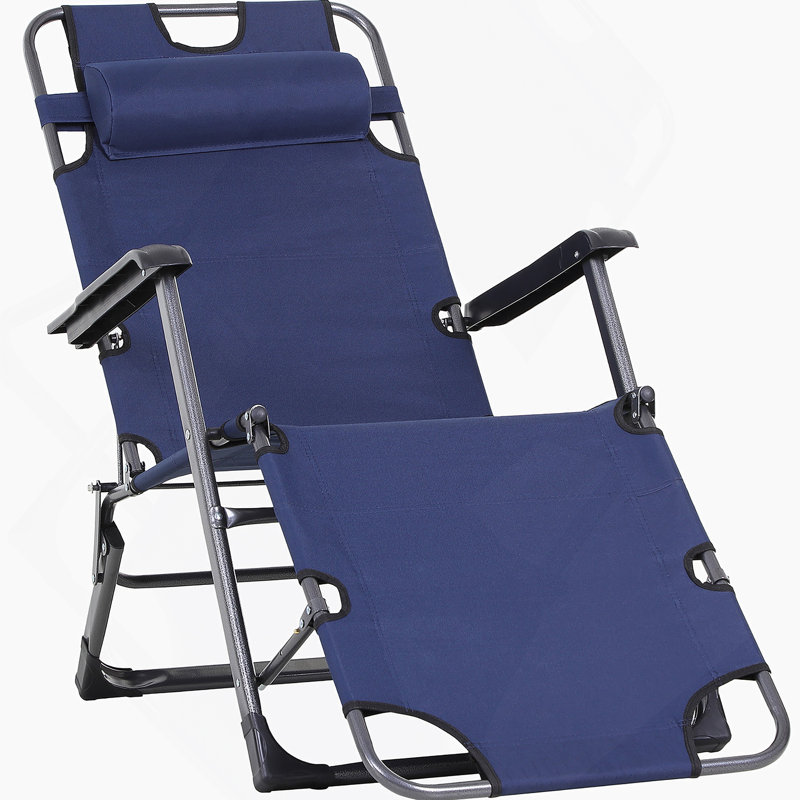 Fauteuil de bronzage réglable, plage et camping 2-en-1 avec coussin et poche, parfait pour bronzer et se détendre en plein air.