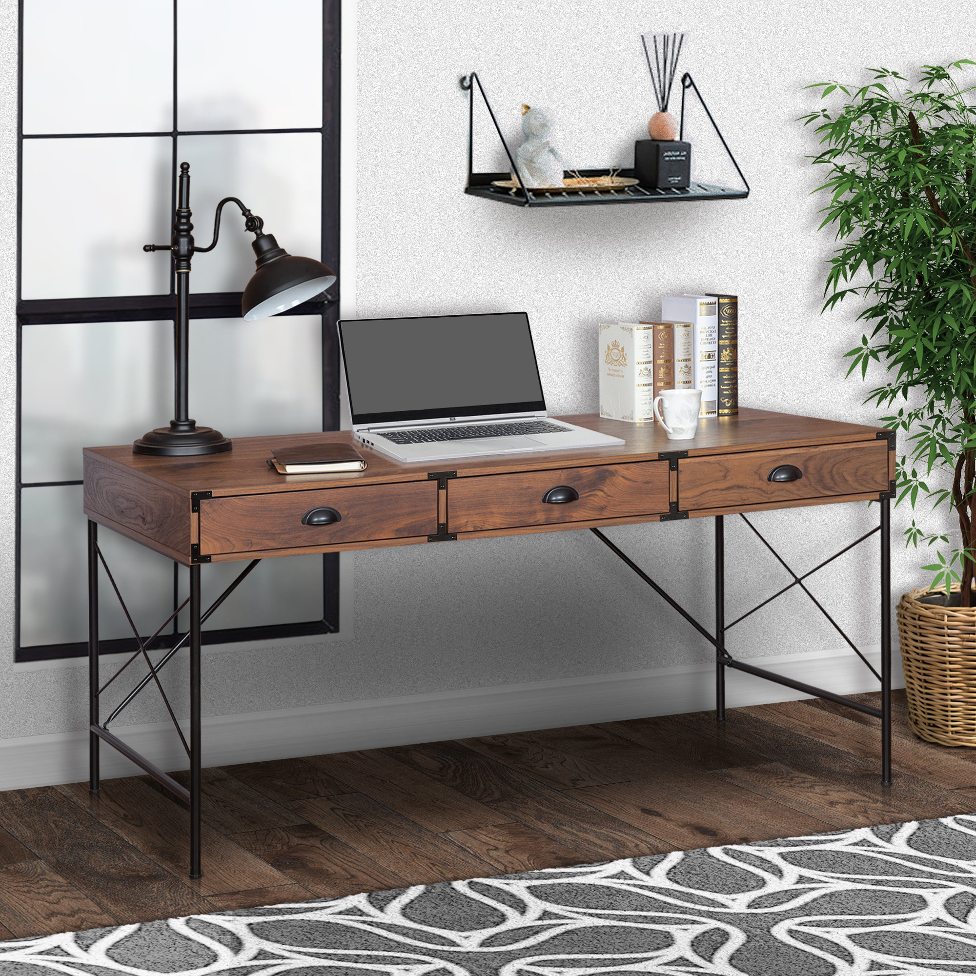 Laurel Foundry Modern Farmhouse 59'' Wood Grain Desk with
