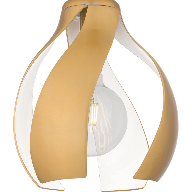 Krenn 1-Light Semi-Flush Mount, Brushed Weathered Brass