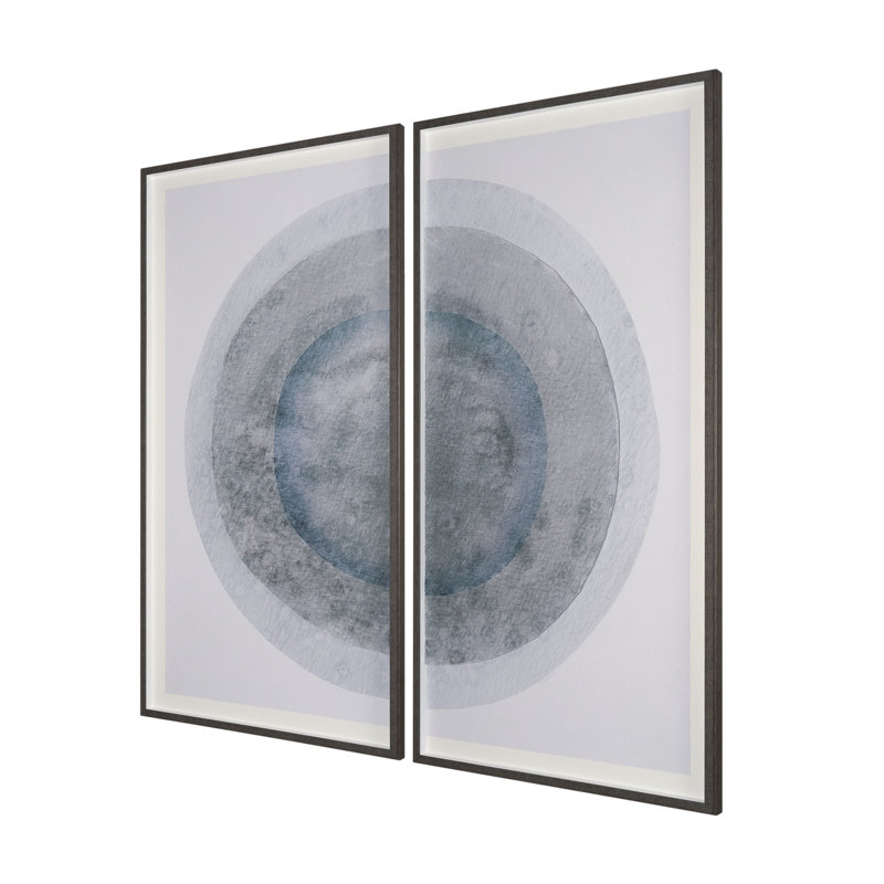 «Soft Eclipse» (ensemble de 2) par Studio, reproduction d'art encadrée à la main mat sous verre, Bleu, Bleu éclipse, 2