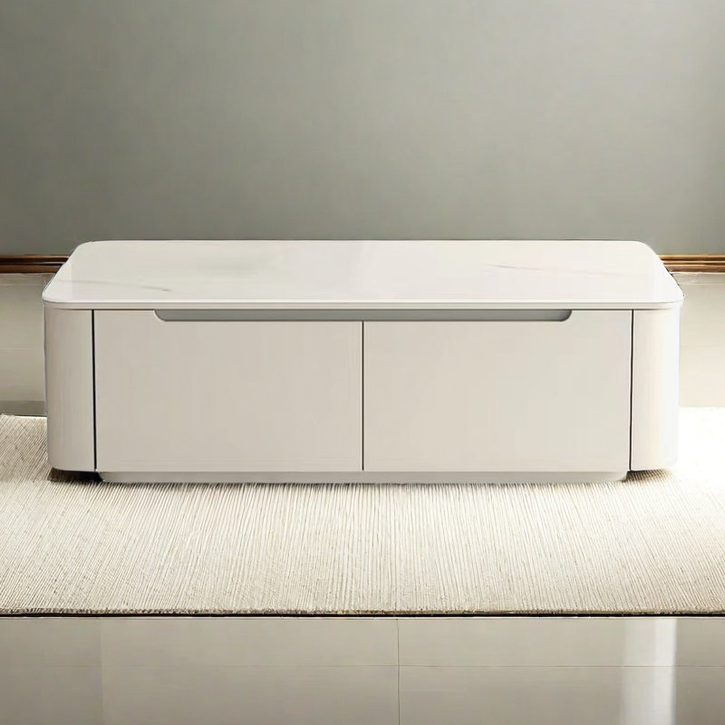 Modern simple coffee table, 19.7" H x 51.2" L x 27.6" W, White 