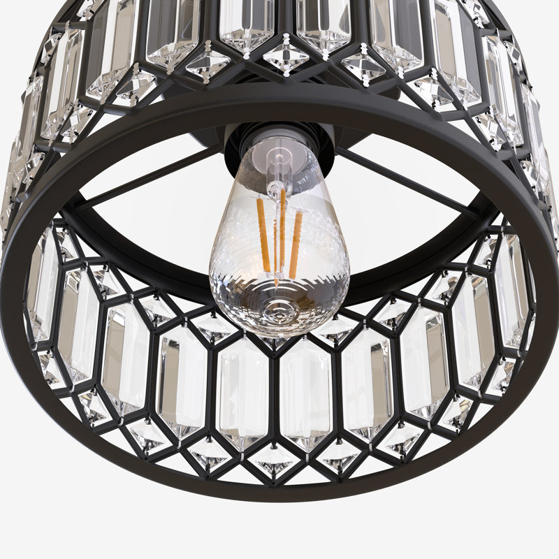 1 - Light Drum Semi Flush Mount Ceiling Light, Matte Black