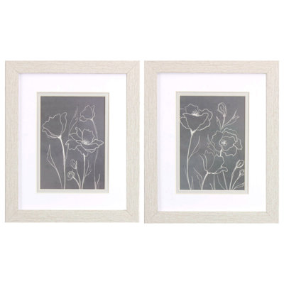 Esquisse de coquelicots gris - ensemble de 2 cadres photo
