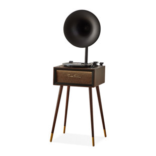 Nut-brown+Black Rectangular Solid Wood+Copper Media Players