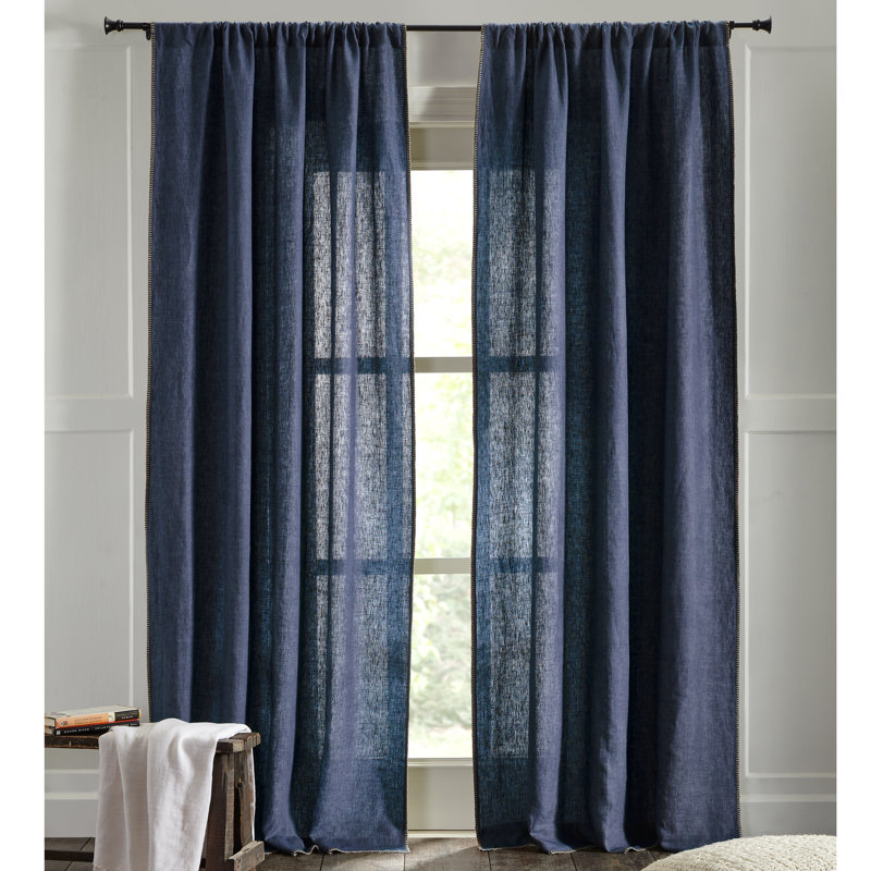 Rideau simple semi-transparent Brody, Indigo, l 50 po x L 120 po