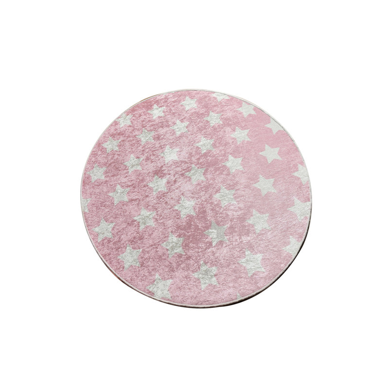 Tapis rond en polyester / velours rose touffeté à la machine Ashbourne, Rond 4 pi 7 po