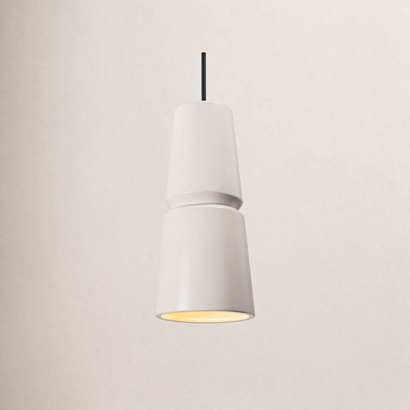 Logan 1-Light Dimmable Ceramic Cone Pendant, Matte Black, Matte White, 18" H x 8" W x 8" D