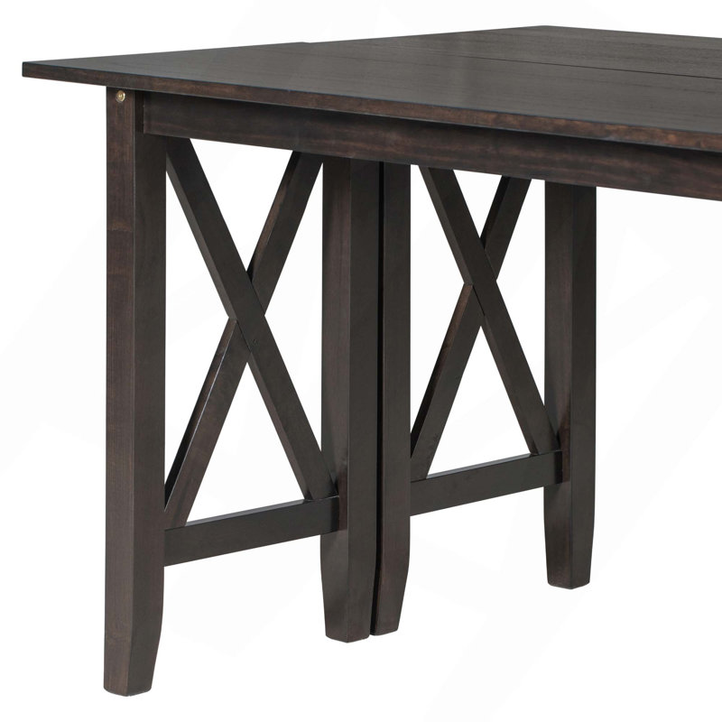 Ensemble repas 6 pièces avec table pliable, 4 chaises et banc pour économiser de l'espace dans la salle à manger, Espresso