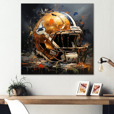 Casque de football rétro en or - art mural en métal Sport Football