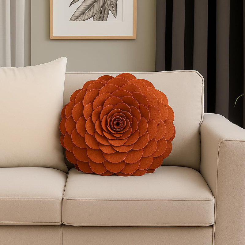  Housse de coussin en polyester, 16 po x 16 po, Polyester/ Bourre en polyester, Terre cuite