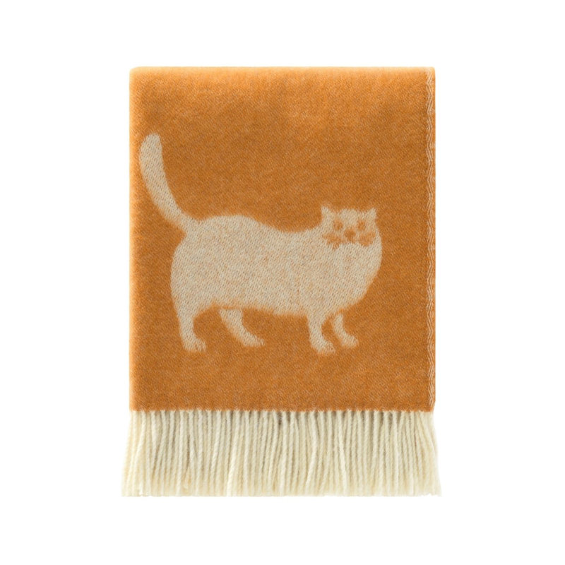 Orange Cat Wool Throw