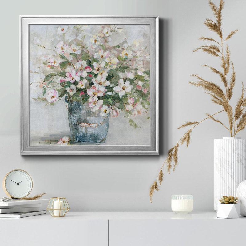 Rustic Arrangement - Peinture sur toile encadrée, H 22,5 po x l 22,5 po x P 1,5 po, Argent