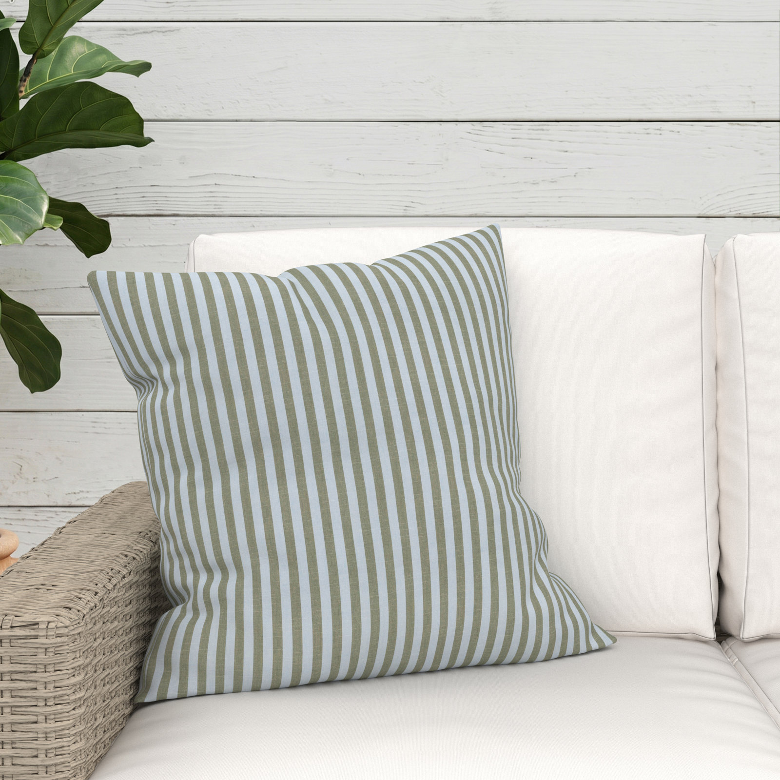 Lani Sunbrella Outdoor/Indoor Throw Pillow, Square 20", Sail Away Aloe