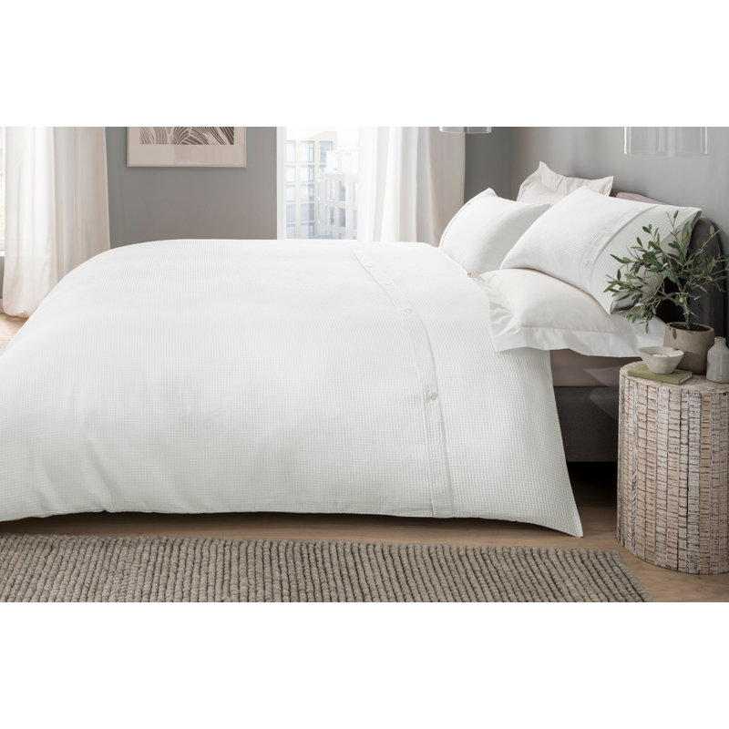 Gregorey Polyester Solid Colour Duvet Cover Set with Pillowcases, Double Duvet Cover + 2 Standard Pillowcases, White