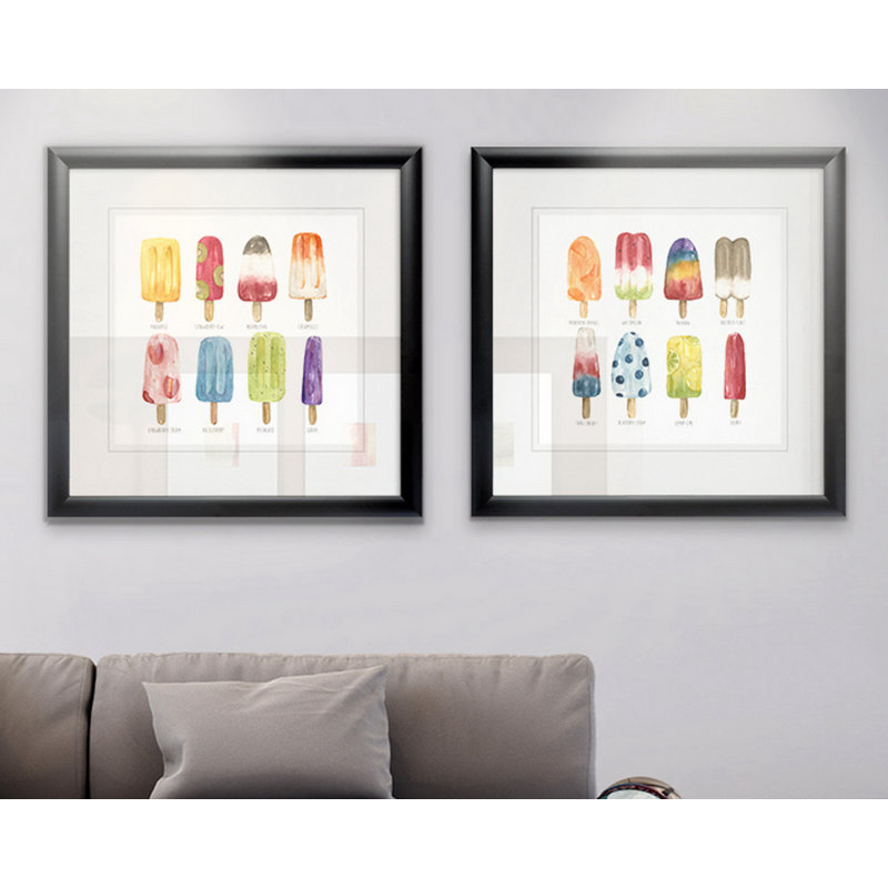 'Popsicles Come Chill' 2 Piece Framed Print Set, Black Framed