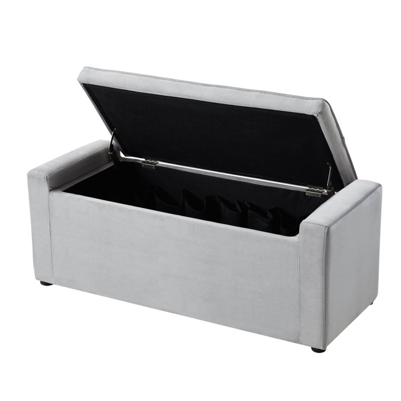 Banc de rangement en velours Fabroni, gris
