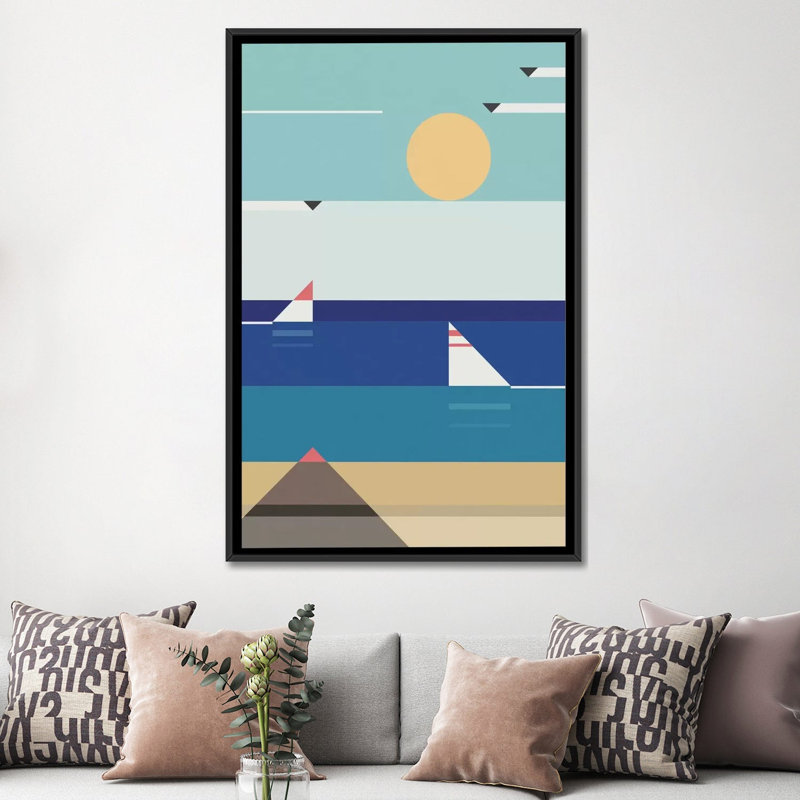 «Quiet Sea», art sur toile, H 60 po x l 40po x P 1,5 po, Toile avec cadre noir