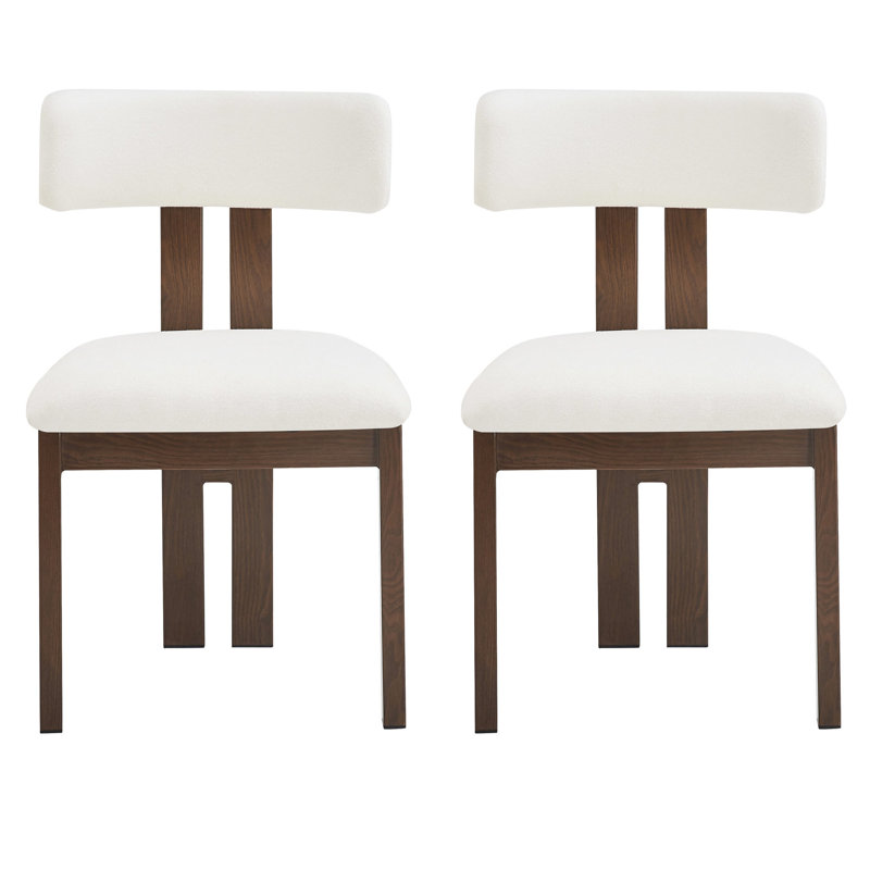 Chaises de salle à manger rembourrées sans accoudoirs avec pieds en métal, ensemble de 2