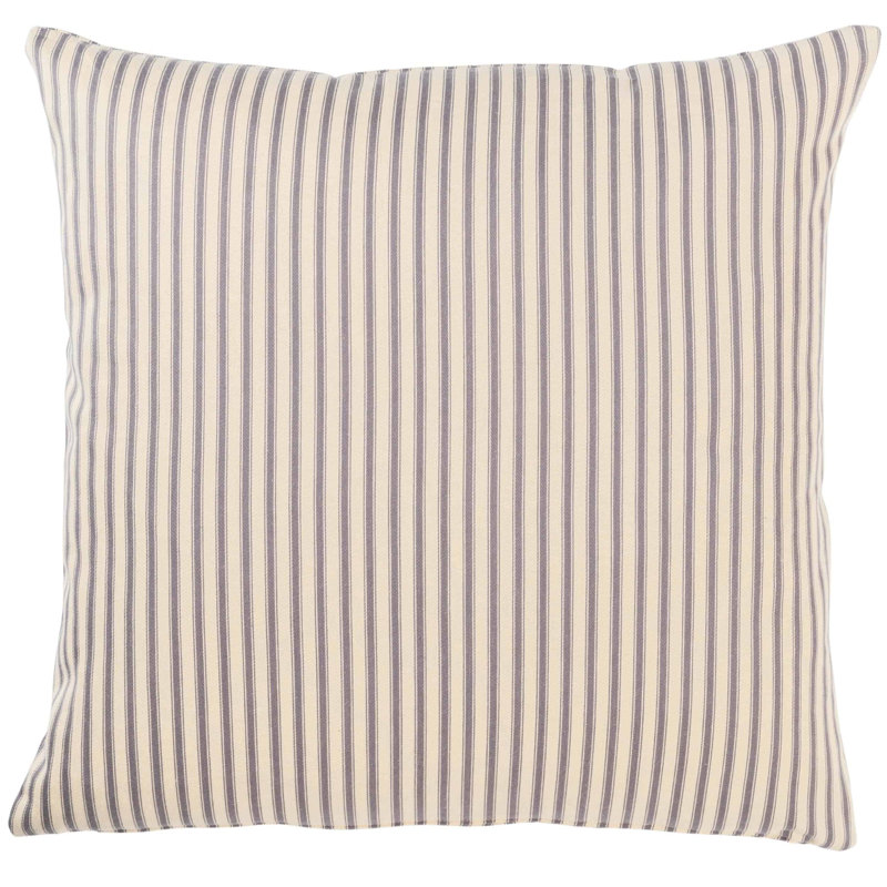 Ivory and Grey Nautical Ticking Cushion, Cover only, 58x58cm