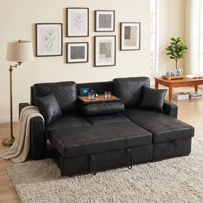 60 " Faux Leather L-Shaped Sectional