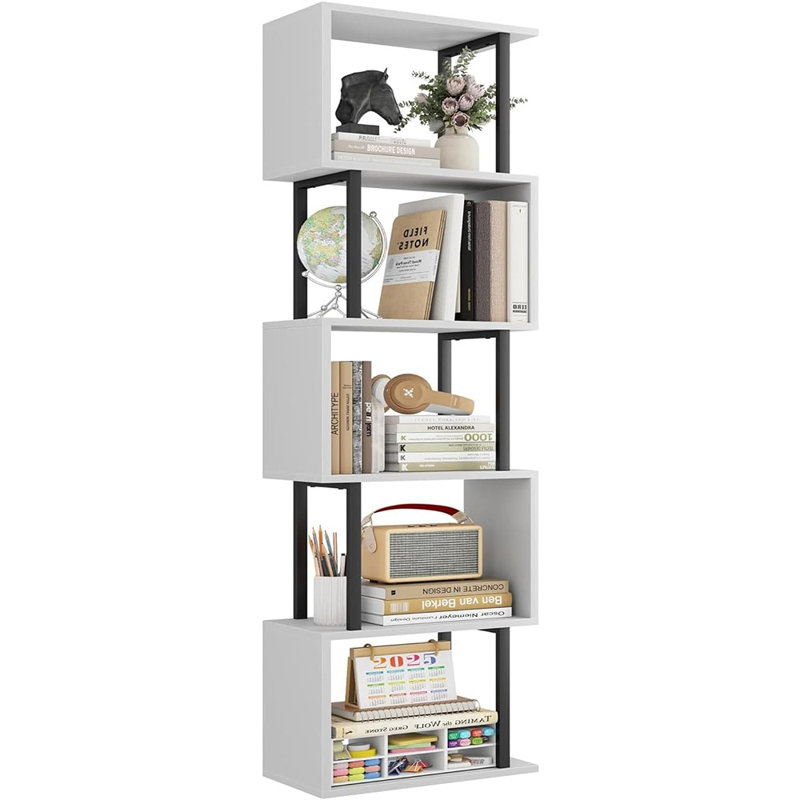 Bibliothèque à 5 niveaux, Blanc, (5 tablettes) H 8 po x l 18 po x P 11 po