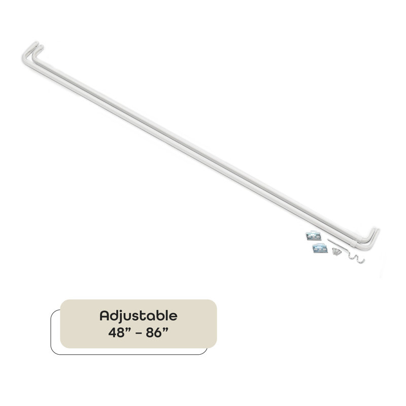 Fantasia Adjustable White Double Curtain Rod Set with Hardware