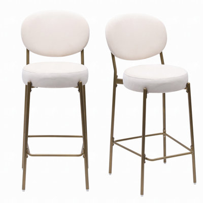 Tabourets de bar rembourrés avec tabouret de comptoir en velours avec dossier et repose-pieds, ensemble de 2 chaises de salle à manger rondes pour la cuisine