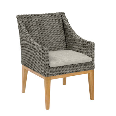 Frances Teak Patio Dining Chair with Cushion (Set of 2)