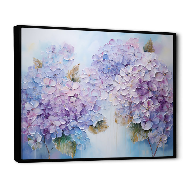 Fleurs d'hirangées mauves paradisiaques I - champ de fleurs, art mural, H 16 po x l 32 po x P 1 po, Cadre flottant noir